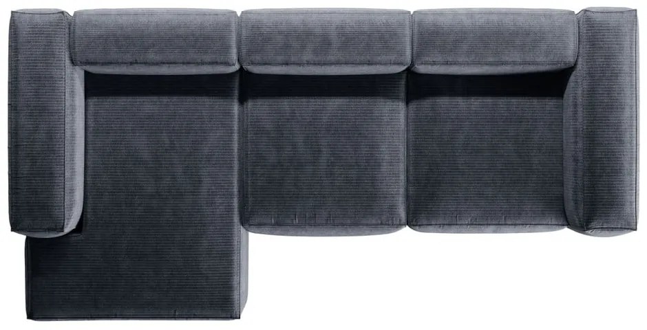 Sivomodrá menčestrová rohová pohovka (ľavý roh/s leňoškou) Bergamo – Cosmopolitan Design