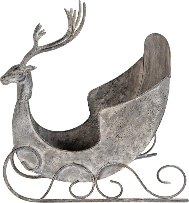 Zinková antik kovová dekorácia sane s jeleňom Deer - 44*34*47 cm