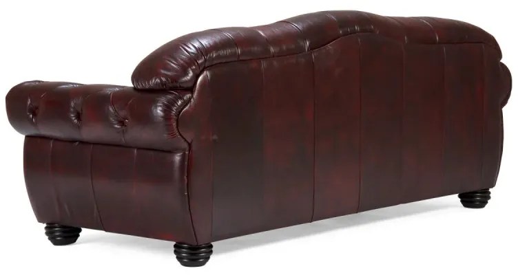 furniture-nabytek.cz - Pohovka Chesterfield Hereford 3-miestna z pravej kože, červená – 224×96×94 cm