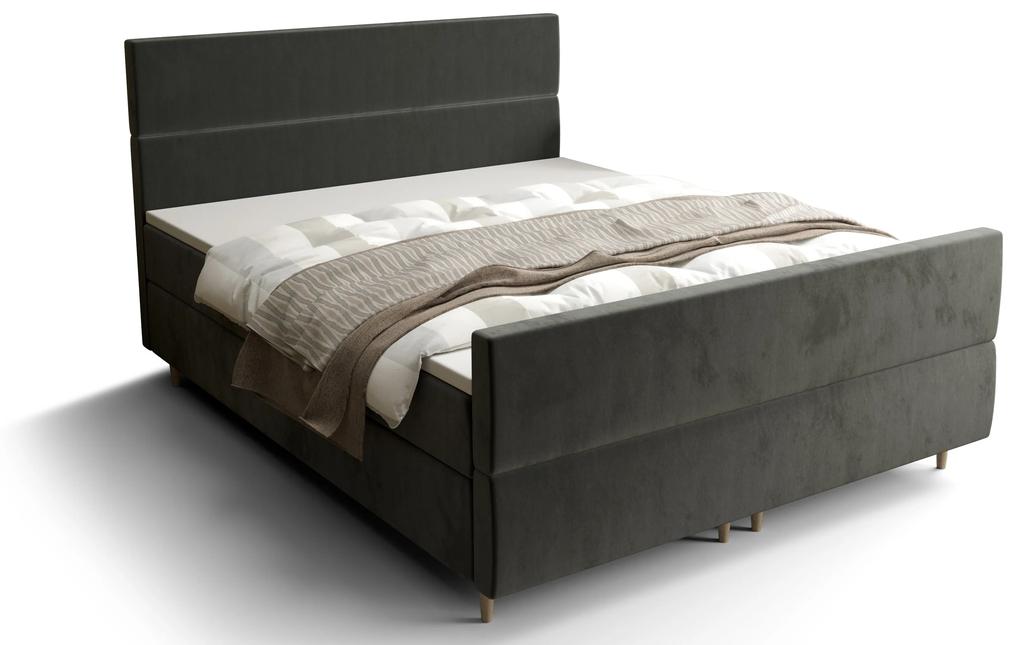 Manželská posteľ Boxspring 140 cm Flu Plus Comfort (tmavosivá) (s matracom a úložným priestorom). Vlastná spoľahlivá doprava až k Vám domov. 1055954