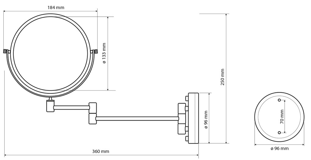 Sapho Sapho, Závesné kozmetické zrkadlo, priemer 140mm, obojstranné, chróm, XP012CH