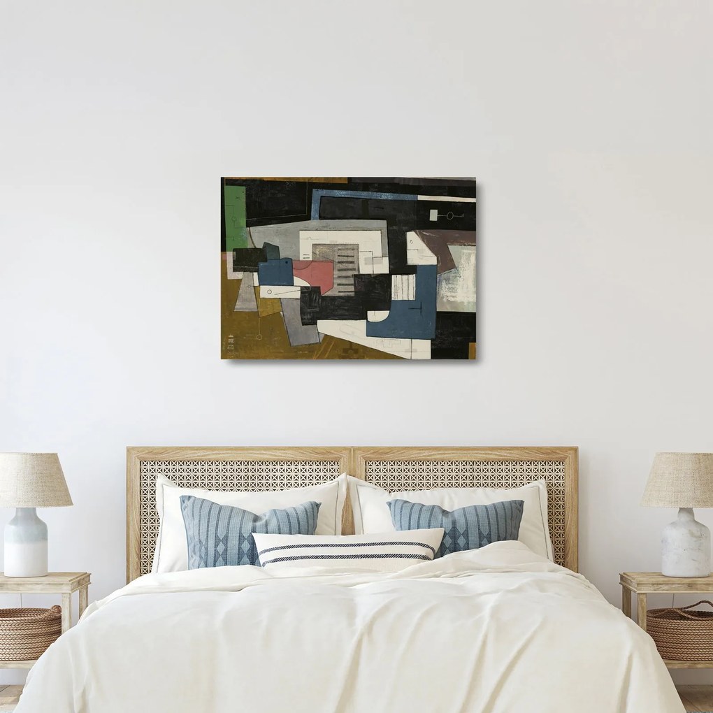 Sklenený obraz - Abstrakcia, kubizmus (70x50 cm)
