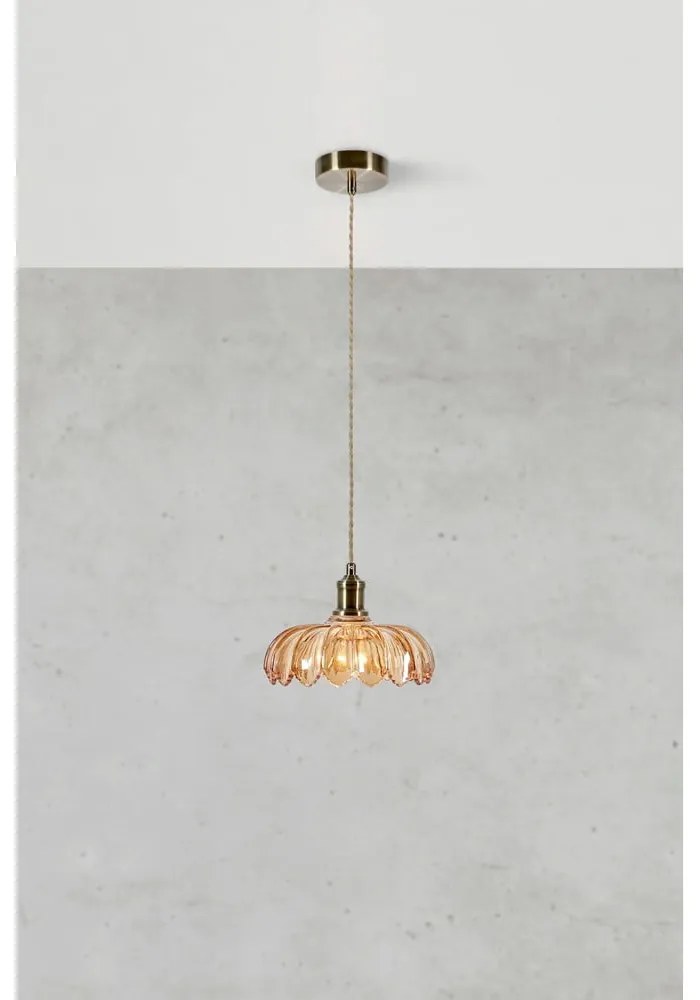 Závesné svietidlo v mosadzno-jantárovej farbe so skleneným tienidlom ø 25,5 cm Kurage – Markslöjd