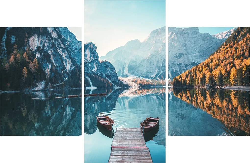 Obraz - Lode na jazere Braies (90x60 cm)
