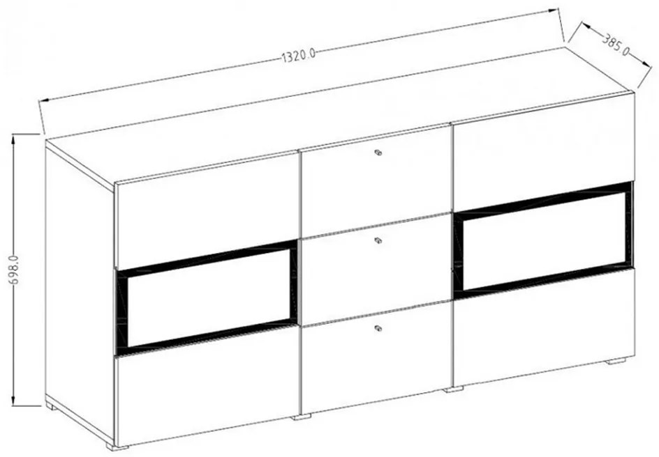 Komoda Baros 26 so zásuvkami 132 cm - Dub artisan / šedý mat