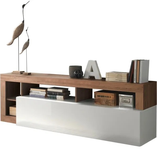 Televízny stolík LENOR biela/dub