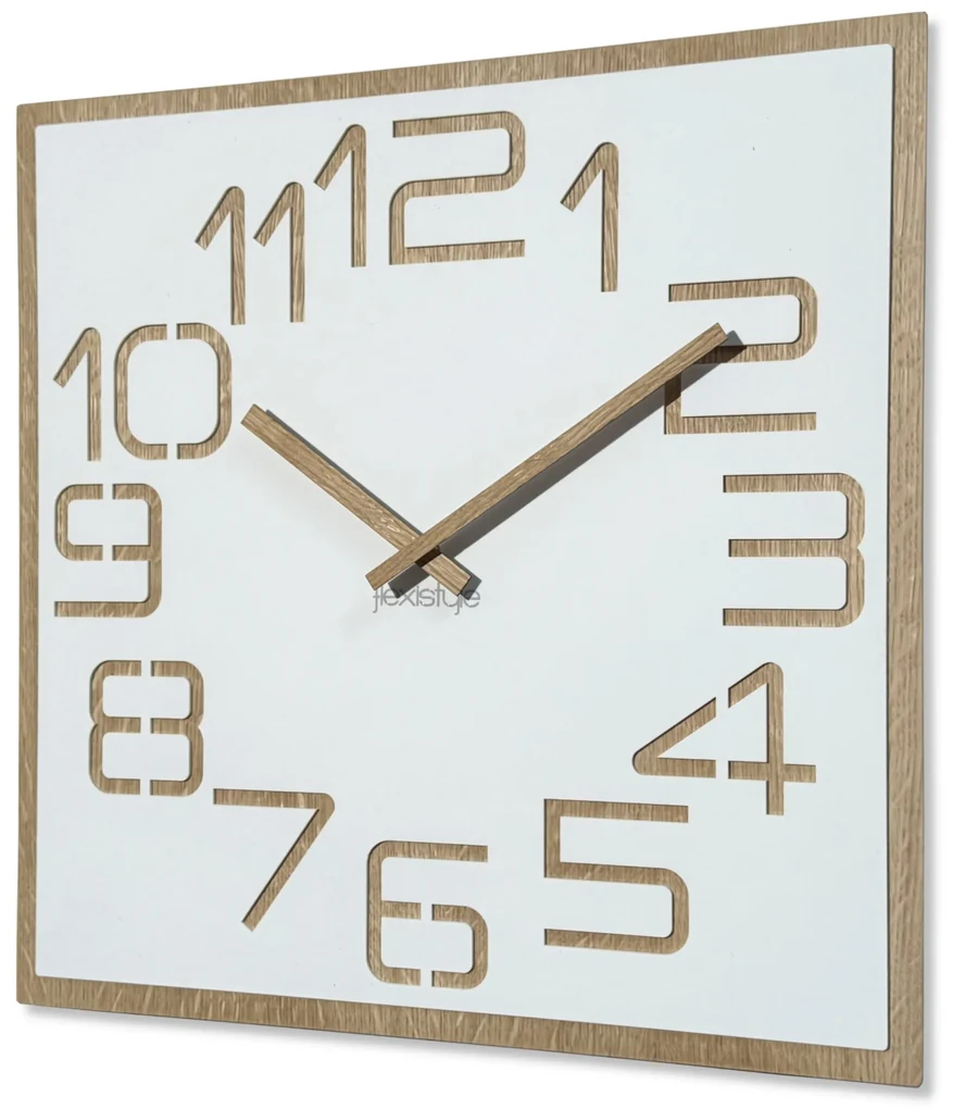 Dekorstudio Moderné drevené hodiny EKO Digits biele - 50cm