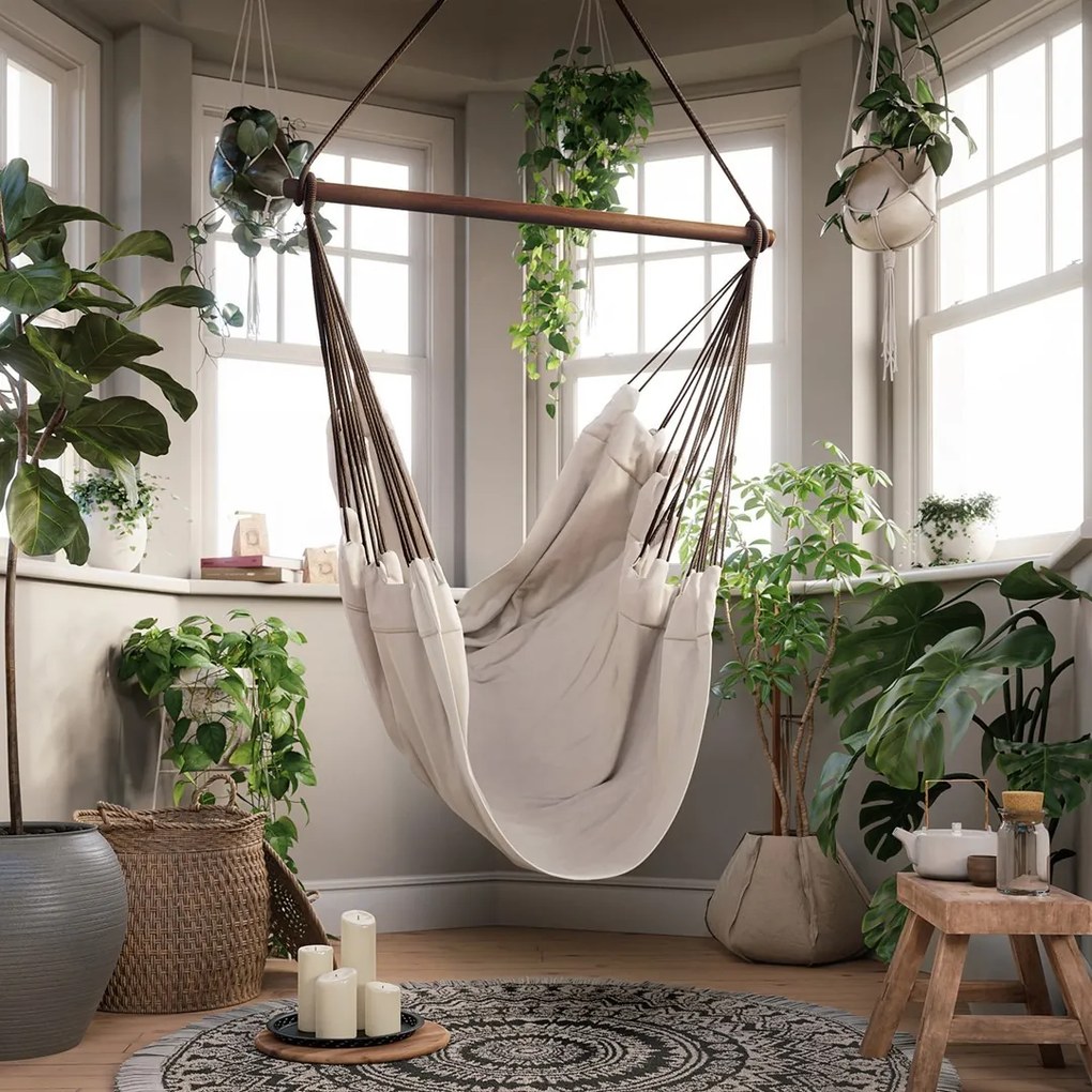 Závesné hojdacie kreslo Calero svetlo béžové