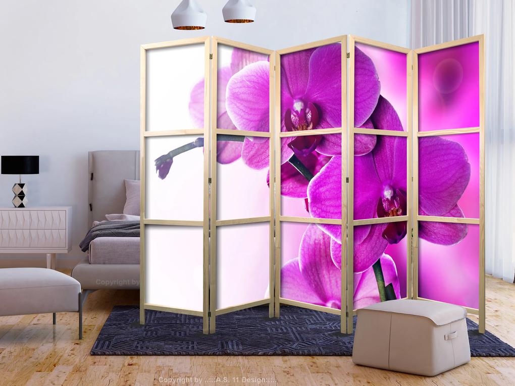 Artgeist Japonský paraván - Violet Orchids II Veľkosť: 225x161