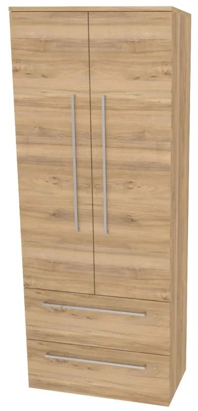 Mereo Bino, kúpeľňová skrinka vysoká 163 cm, dvojitá, Multidecor, Orech Pacifik prírodný, MER-CN699OPP2