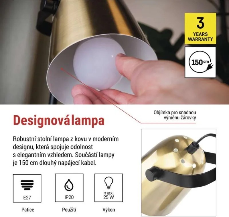 Stolná lampa Nina zlatá