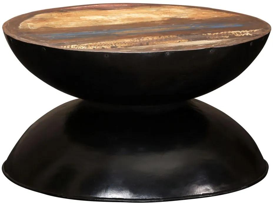 244900 Edco Stolík z recyklovaného dreva s čiernou základňou 60x60x33 cm