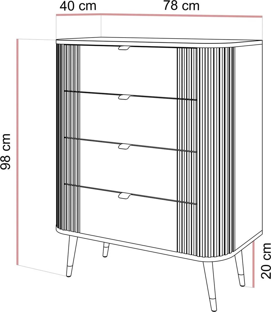 Moderná komoda KEMAL kašmír 78 cm