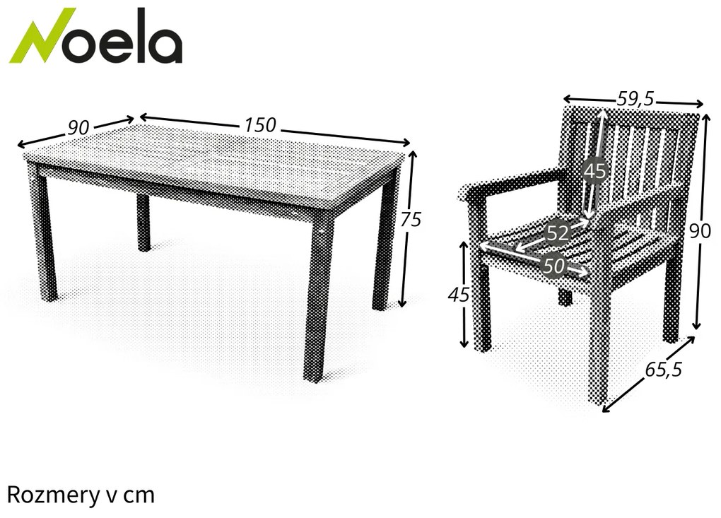 Noela Záhradný teakový set Garden I + 4x kreslo Kingsbury