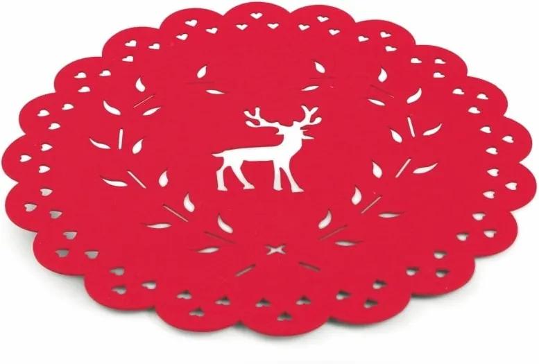 Červené vianočné prestieranie Villa d'Este XMAS Tovaglietta Rossa Tonda Renna, ⌀ 40 cm