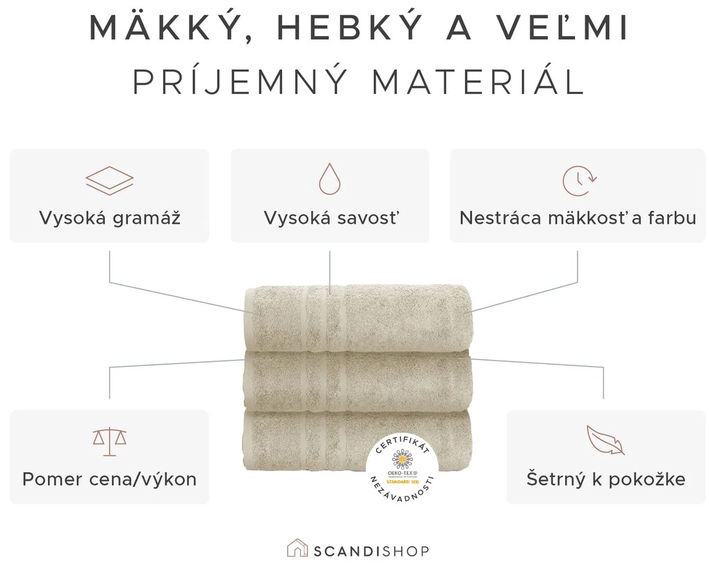 Osuška Comfort Maxi 100x200 cm krémová, 100% bavlna