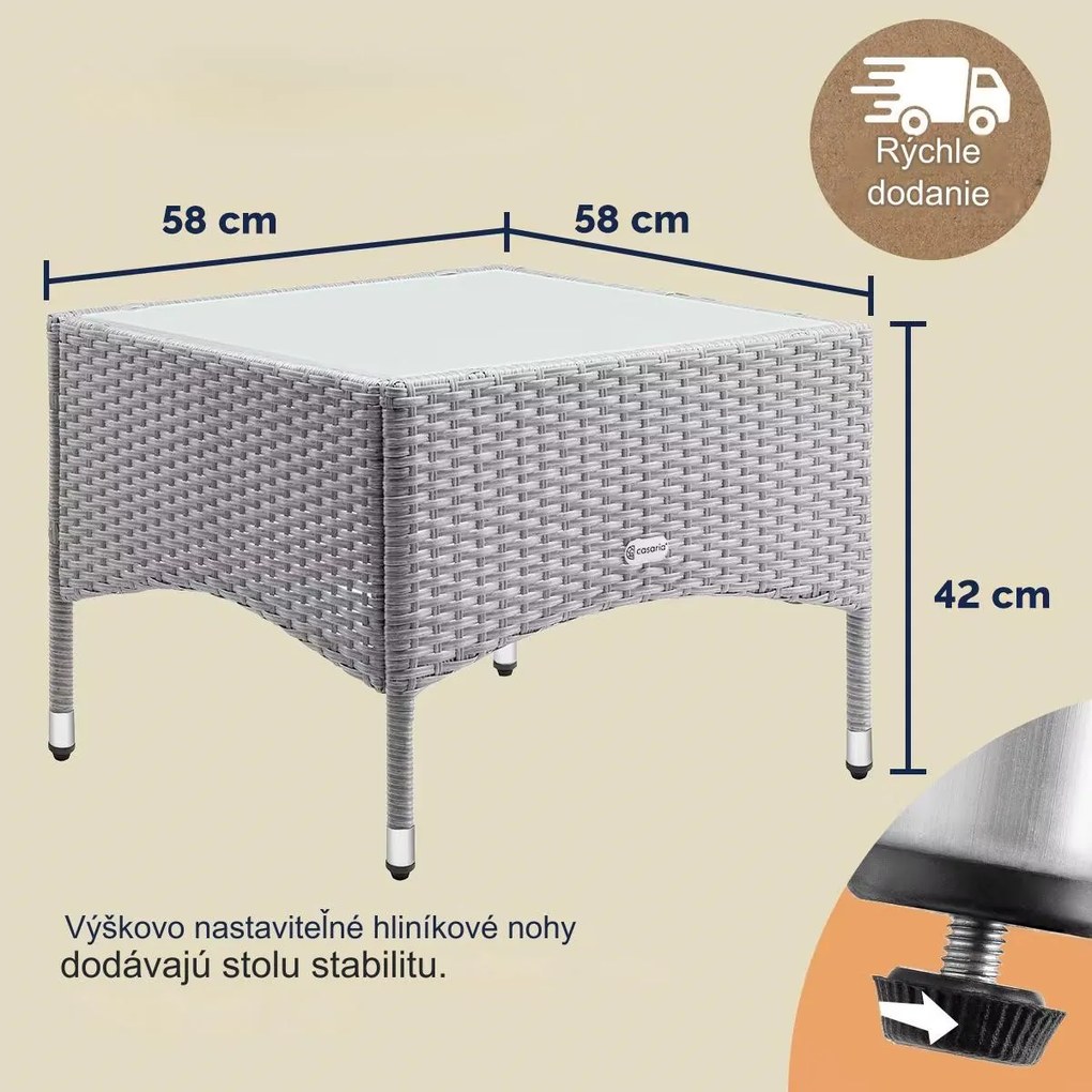 InternetovaZahrada Ratanový stolík 58x58x42 cm - sivý