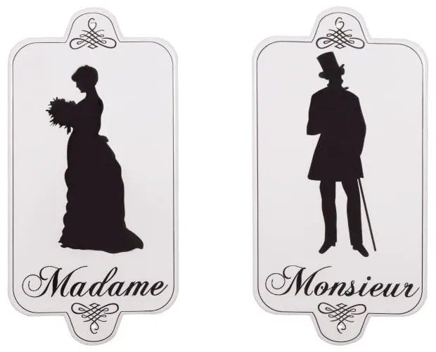 Kovová ceduľa 16,5x33 cm Madame Monsieur – Antic Line