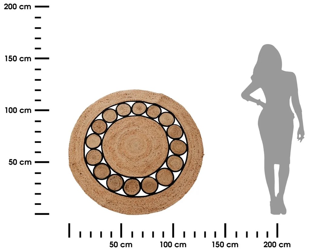 Koberec Jute, (fi) 120 cm, hnedá/čierna