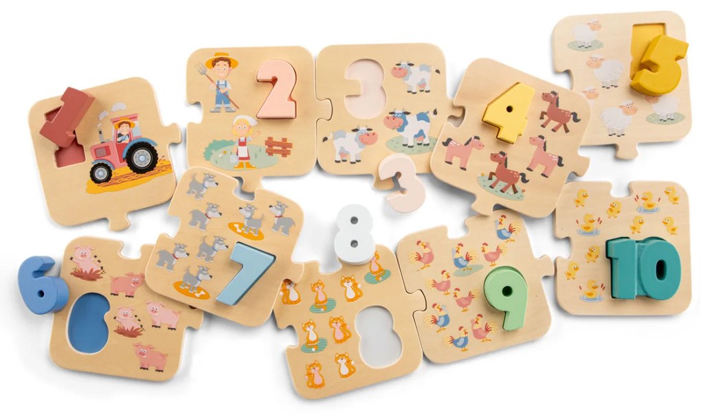 Puzzle - Učíme sa číslice - farma