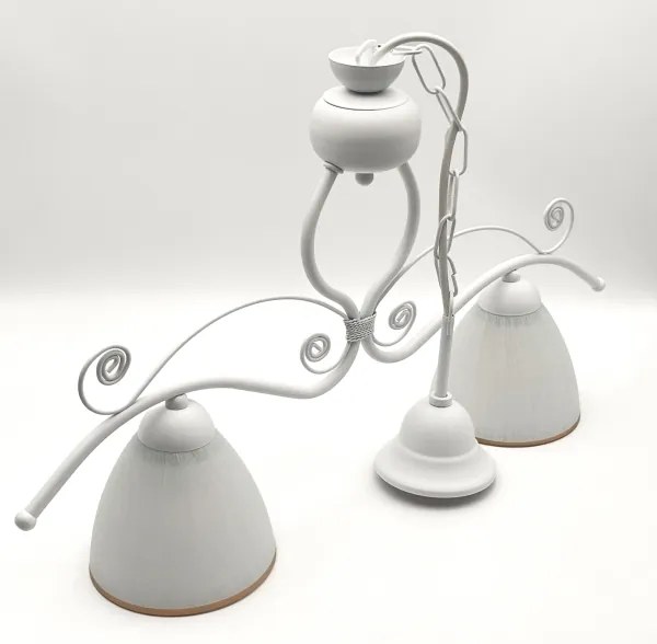 Luster na reťazi RETRO 2xE27/60W/230V matná biela