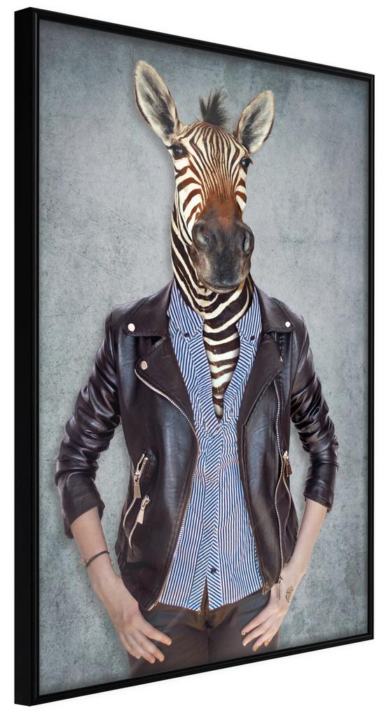 Artgeist Plagát - Zebra Ewa [Poster] Veľkosť: 20x30, Verzia: Čierny rám s passe-partout