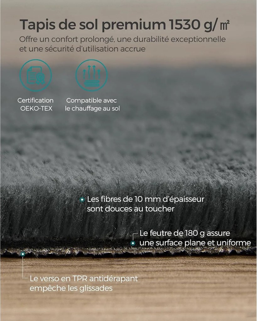 Koberec, 160 x 230 cm, protišmykový, možno prať v práčke, antracitovo sivý