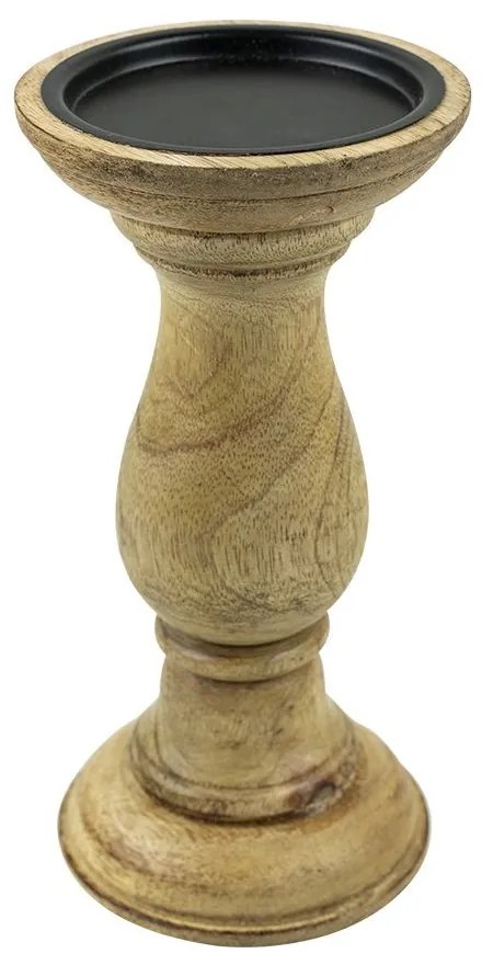 Drevený svietnik Manu z mangového dreva S - Ø 10*20cm