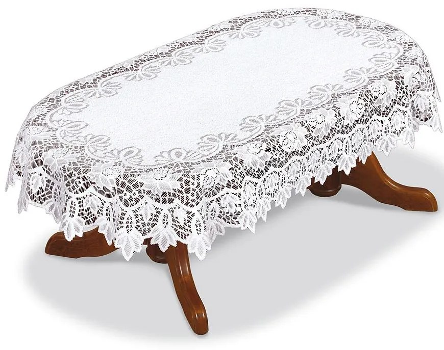 Žakárový obrus  202541 oválny 150X250 biely
