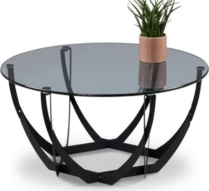 Konferenčný stolík Maya, 80 cm, čierny/sivé sklo%