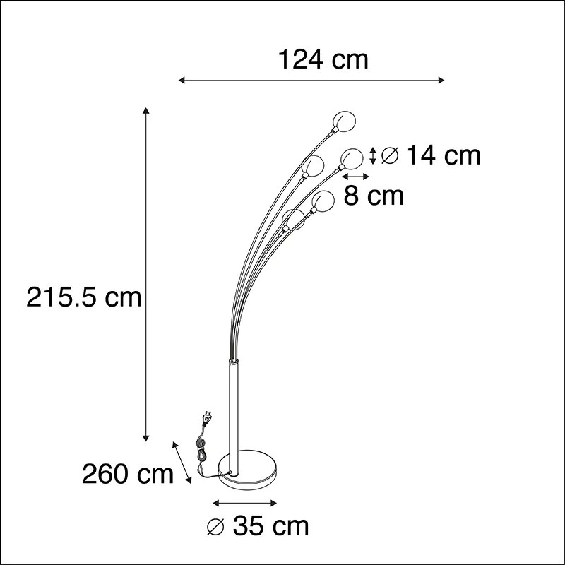 Art Deco stojaca lampa zlatá 5-svetlo - Sixties Marmo