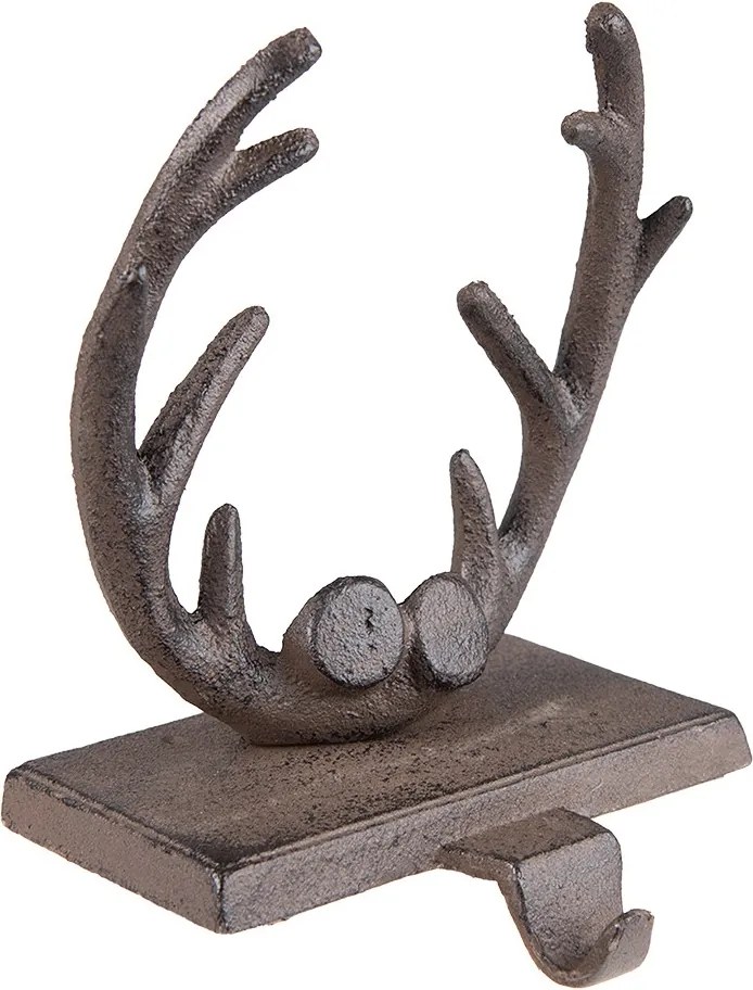 Hnedý liatinový háčik na pančuchy parožie - 13*12*18 cm