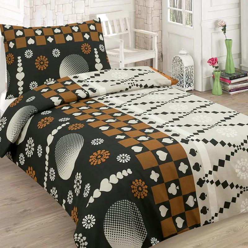 HOD (D) Bavlnené posteľné obliečky MARKO hnedé 5 set 200x220cm