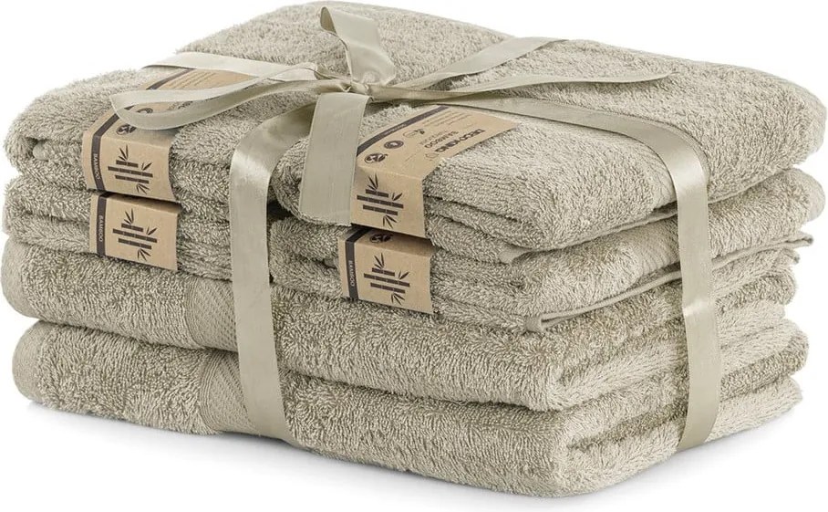 Set 2 béžových osušiek a 4 uterákov DecoKing Bamby