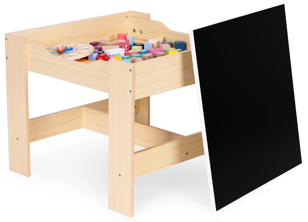 EcoToys Detská zostava nábytku, stôl + 2 stoličky, tabuľa ECOTOYS