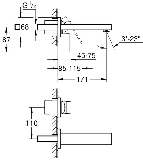 GROHE 19895000 - Umývadlová dvojotvorová batéria EUROCUBE 171 mm lesklý chróm