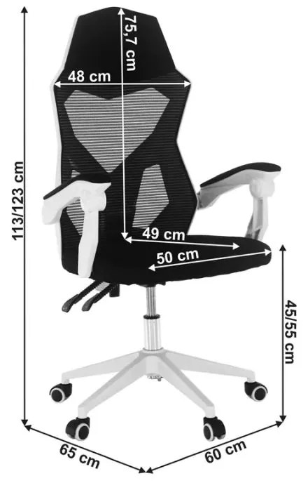 Kondela Kancelárske/herné kreslo, čierna/biela, YOKO