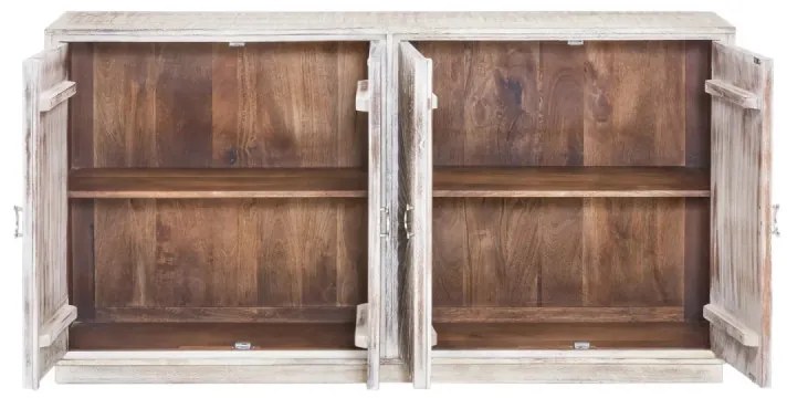 furniture-nabytek.cz - Masívna komoda Zambie z mangového dreva, voskovaná, biela – 163×41×87 cm