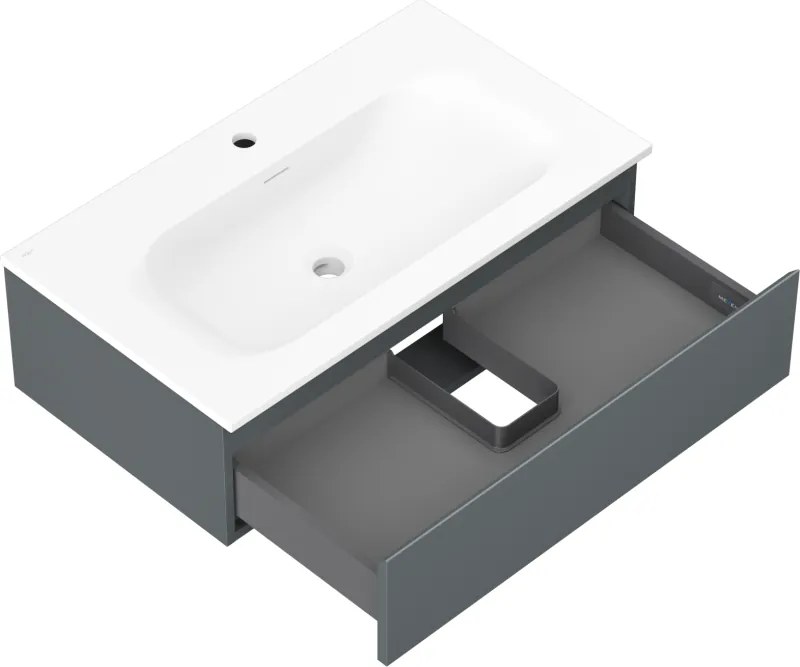 Mexen Orio, kúpeľňová skrinka 80 cm s umývadlom Vela, 1 zásuvka, grafitová matná/biela matná, 91A10-08023-1-BF66-W23M01