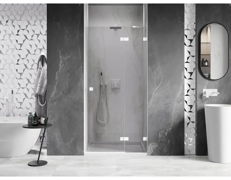 Mexen, Mexen Lunar pravé otočné sprchové dvere 70 cm, transparentné, biele - 834-070-000-20-00-P