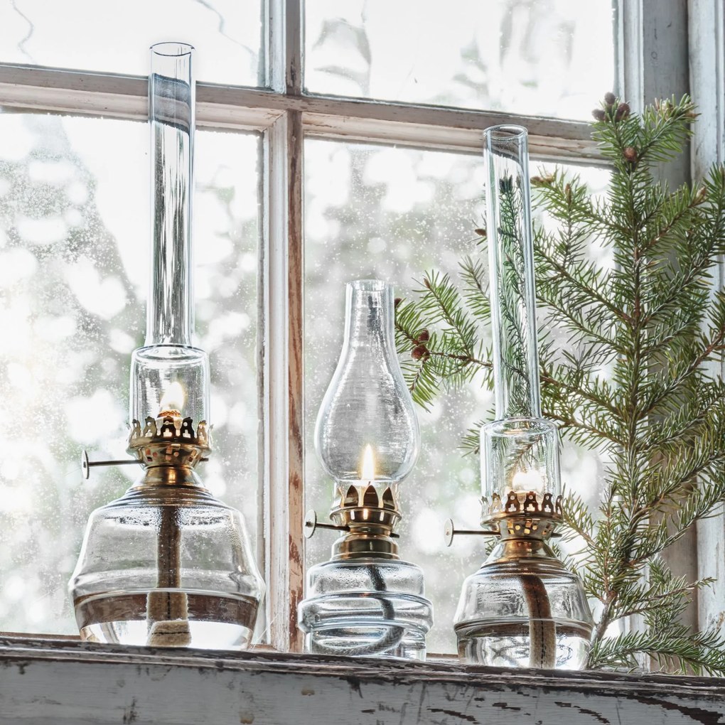 Strömshaga Sklenená petrolejová lampa My Brass