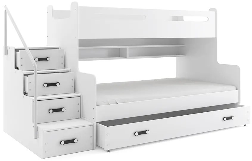 Poschodová posteľ MAX 3 rozšírená 200x120 biela - biela