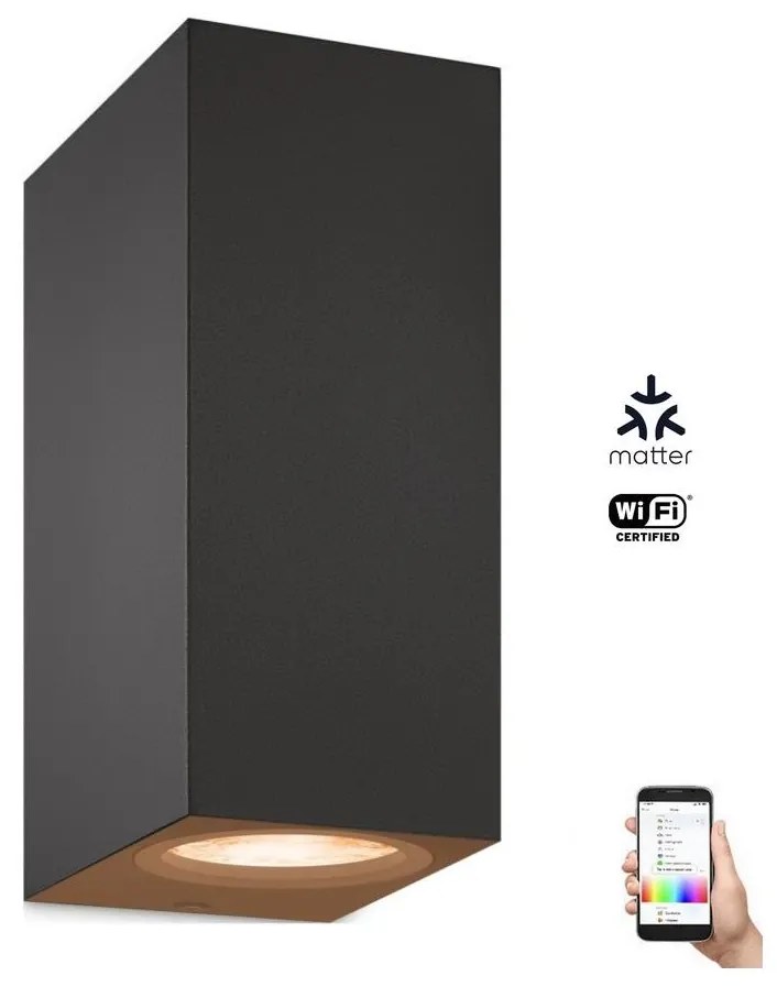 WiZ -LED RGBW Stmievateľné nástenné svietidlo UP&DOWN 2xGU10/4,7W/230V čierna Wi-Fi WI0073