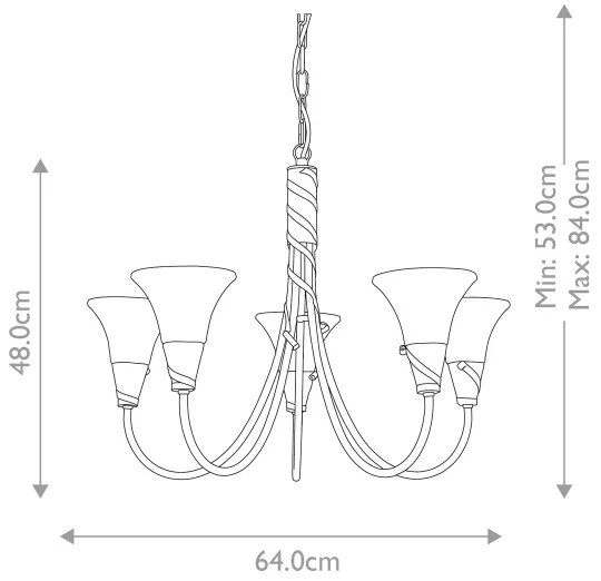 Elstead EM5-COPPER - Luster na reťazi EMILY 5xE14/40W/230V