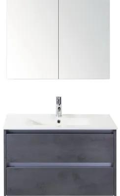 Kúpeľňový nábytkový set Dante 80 cm s keramickým umývadlom a zrkadlovou skrinkou betón antracitovo sivá