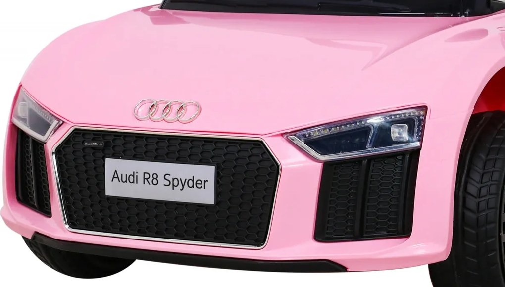 Ramiz Audi R8 na batérie pre deti Ružová + Diaľkové ovládanie + EVA + Pomalý štart + MP3 LED