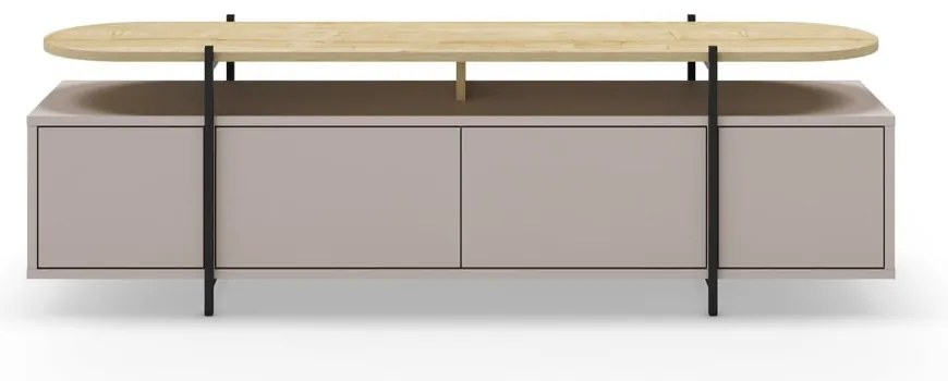 Sivo-béžový TV stolík v dekore duba 160x48 cm Hinoa – Marckeric