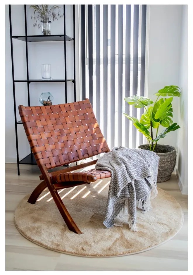 Skladacia stolička z teakového dreva a kože House Nordic Montana