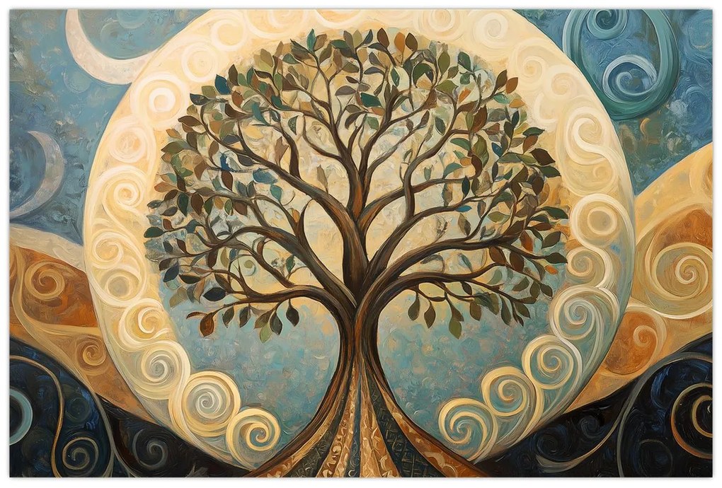Obraz – Strom života a špirály (90x60 cm)