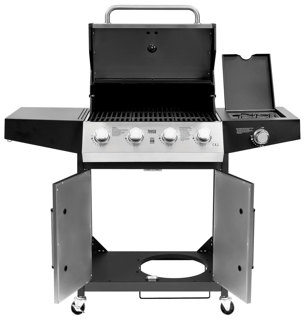 Teesa TSA0251 Plynový gril 5007 MASTER, 5 horákov, 12 kW, čierno-strieborný